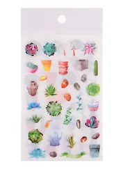 Наклейки бумажные Кактусы цветные, 9*14, (6 листов)