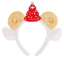Ободок новогодний Ушки и круглые рожки овечки (белый с коричневым) (плюш) (12-202604_OB_15)