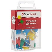 Булавки-флажки,  40 штук, GoodMark, в ассортименте