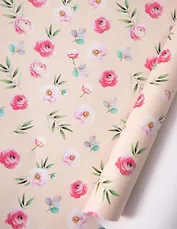 Бумага упаковочная 70*100см "Ранункулюсы" глянц., инд.уп.