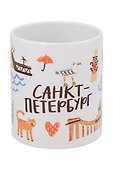 Кружка СПб Символы города (лев) (керамика) (330мл) (коробка) - 1
