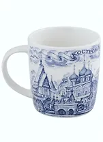 Кружка Кострома рис. синий (фарфор)(350мл)