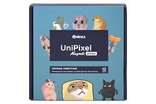 Набор для творчества UniPixel Magnet mini . Алмазная мозаика на фигурных магнитах «Мемные животные», 12 штук
