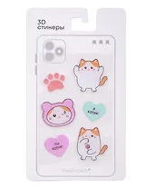 3D стикеры Котовые иллюстрации (белый кот)(6 шт)