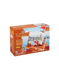 Конструктор пластмасс. Пираты Лодка с капитаном (27303) (66дет.) (AUSINI) (6+) (коробка)
