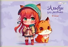 Альбом для рисования «Девочка с котиком» Listoff А4, 10 листов, скрепка