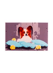 Картина-раскраска по номерам «Щеночек на подушке», А4, на картоне, Рыжий Кот