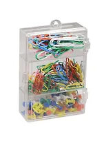 Набор канцелярский: скрепки 50мм 25шт, скрепки 28мм 80шт, кнопки-гвоздики 50 шт, пл/уп