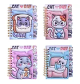 Записная книжка А7 70л "Кошачий день" карт.обл., спираль, карт.разделители, ассорти