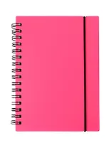 Записная книжка А6 80л кл. "Favorite Color. Neon Pink" спираль, пласт.обл., резинка