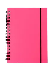 Записная книжка А6 80л кл. "Favorite Color. Neon Pink" спираль, пласт.обл., резинка