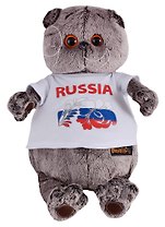 Мягкая игрушка Басик в футболке с принтом Россия (30 см) (Ks30-099)