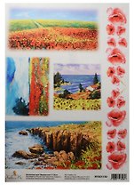 Декупажная карта Маковое поле 21*30см