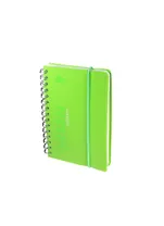 Записная книжка А6 80л лин. "GREEN" спираль, пластик.обл., резинка, ярко-салатовая, stila