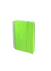 Записная книжка А6 80л лин. "GREEN" спираль, пластик.обл., резинка, ярко-салатовая, stila