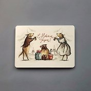 Открытка одинарная 14,5*10см Собачки с колокольчиками