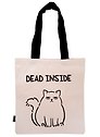 Сумка-шоппер Котик dead inside (бежевая) (текстиль) (40х32)