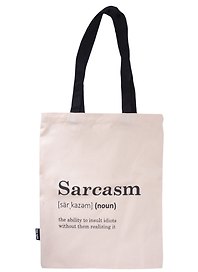 Сумка-шоппер "Словарь: Sarcasm", бежевая, 40 х 32 см