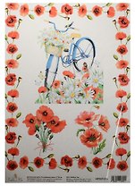 Декупажная карта По маковому полю 21*30см