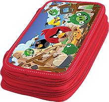 Пенал школьный 2отд. "ANGRY BIRDS" 19*11,5*4,5см, прямоугольный, c наполнением (25 предметов), голубой, Angry birds