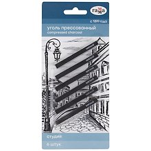 Уголь для рисования 06шт  "Студия" мягкий, квадратного сечения, блистер, Гамма