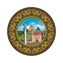 Тарелка декоративная Чкаловская лесница,Коллаж (фарфор) (15см) (Нижний Новгород) (15BL-76K11)