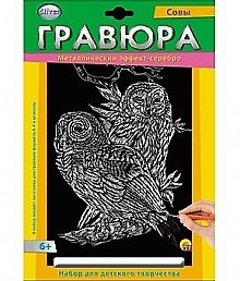 Набор для д/творч. Гравюра А4 в конверте Серебро Совы (Г-2573) (6+) (Silver) (Рыжий кот) (упаковка)