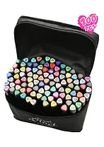 Маркеры для скетчинга 100цв VINCI BLACK пулевид./клиновид.наконечники, пиш.узлы 1.0-6.2мм, тканевый чехол, Mazari