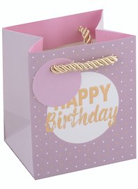 Пакет А6 10*12*8 "Happy birthday" нейтр., бум., мат.пленка, конгревное тиснение, тег 