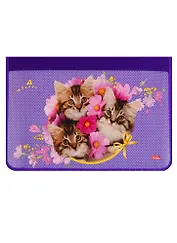 Папка для тетрадей А4 "Милые Котята" молния с трех сторон, пластик, инд.уп.