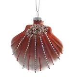 Украшение новогоднее Ракушка красная (стекло) (8х4х9) (805767)