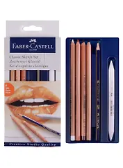 Набор для рисования "Классический" 7 шт. (чернографитный карандаш, пастельный карандаш (без масла) 3шт. , пастельный карандаш (масляный) 3шт., растушевка) к/к, Faber-Castell