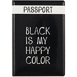 Обложка для паспорта Black is my happy color (ПВХ бокс) (ОП2021-281)