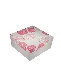 Коробка подарочная "Розы на белом" бордо 15,5*15,5*7см, картон, Хансибэг