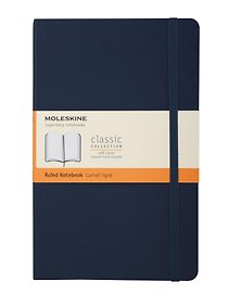 Книга для записей А5, 96 листов в линейку "Classic Soft", синий сапфир, мягкая обложка, резинка, Moleskine