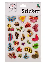 Наклейки PVC Сердце, микс