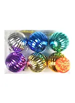 Набор шаров (6шт) (6см) Разноцветные ребристые пластик (35539)