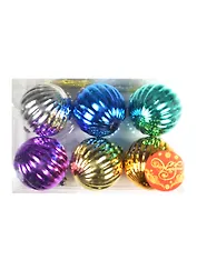 Набор шаров (6шт) (6см) Разноцветные ребристые пластик (35539)