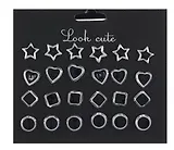 Бижутерия Пусеты в наборе, 12 пар Черный микс (упаковка)