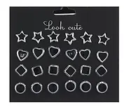 Бижутерия Пусеты в наборе, 12 пар Черный микс (упаковка)