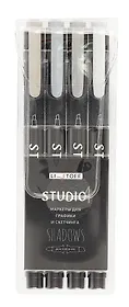 Маркеры для скетчинга 04цв "STUDIO. Shadows" двухсторонние, ПВХ-подвес, Listoff
