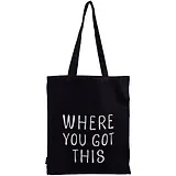 Сумка-шоппер Where you got this черная, текстиль 40см.*35см.