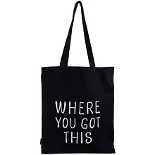 Сумка-шоппер Where you got this черная, текстиль 40см.*35см.