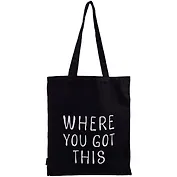 Сумка-шоппер Where you got this черная, текстиль 40см.*35см.