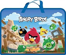 Папка для тетрадей А4 "ANGRY BIRDS" 1 отд., с ручками, пластик, синяя, Hatber
