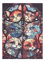 Картина по номерам "Витраж с Котами", на подрамнике, 30х40 см