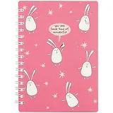 Записная книжка А6 80л кл. "Bunny", малиновый, мягк.переплет, ламинация, спираль