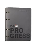 Тетрадь 120л кл. "Be in progress" на кольцах, подложка иск.кожа, скругл.углы, IN FOLIO