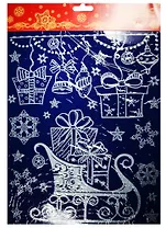 Новогоднее оконное украшение  Сани с подарками (30х38)