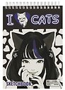 Скетчбук А5 60л "Скетчбук Аниме I love cats" гребень, белый офсет, 120г/м2
